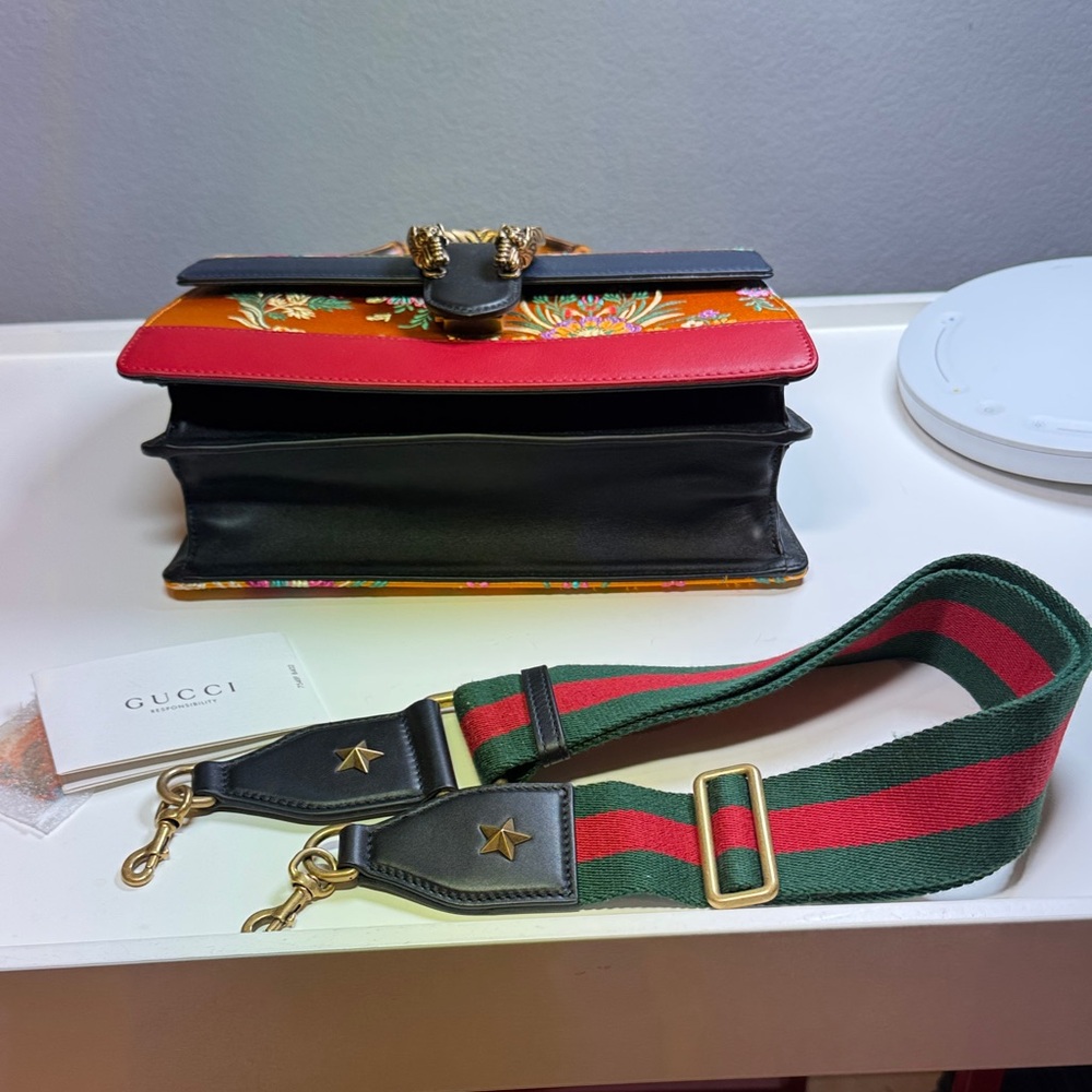 Gucci Orange Floral Shoulder Bag with Bamboo Handle RARE LIMITED EDITION - NEW!! - Picture 5 of 9